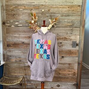 Gray Hoodie with Colorful Texas Print